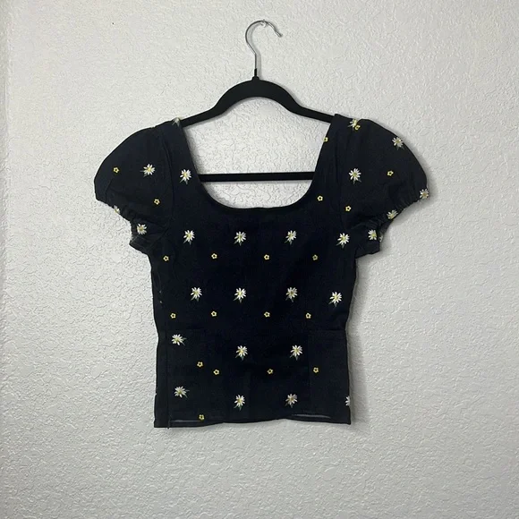 Miaou Daisy Crop Top | Kelly Cap Sleeve - XS - Picture 5 of 7